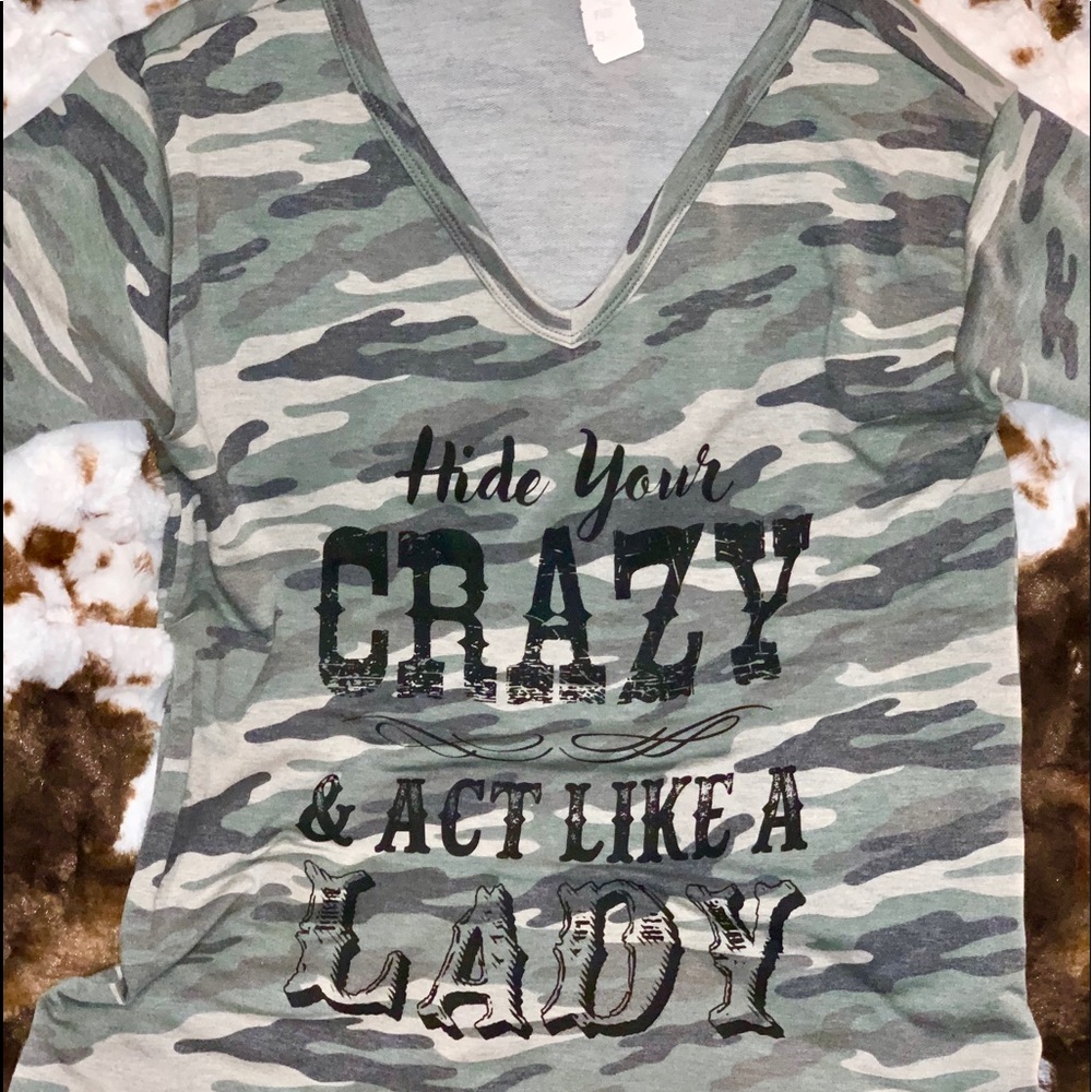 NWT CAMO CRAZY LADY TEE